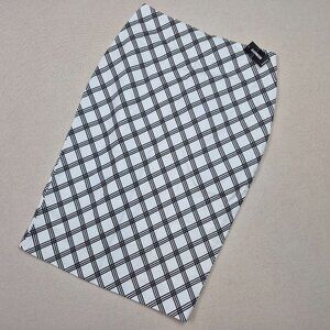 Express Argyle Pencil Midi Skirt Stretch Business White/Black Sz 6 NEW W/TAGS!!!